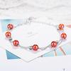 Bracciale in Argento Sterling 925 Moda Pietra Granato Rosso Doppio Strato Perline Catena Collegata Per Donne Bracciale Ciondolo Gioiello Regalo