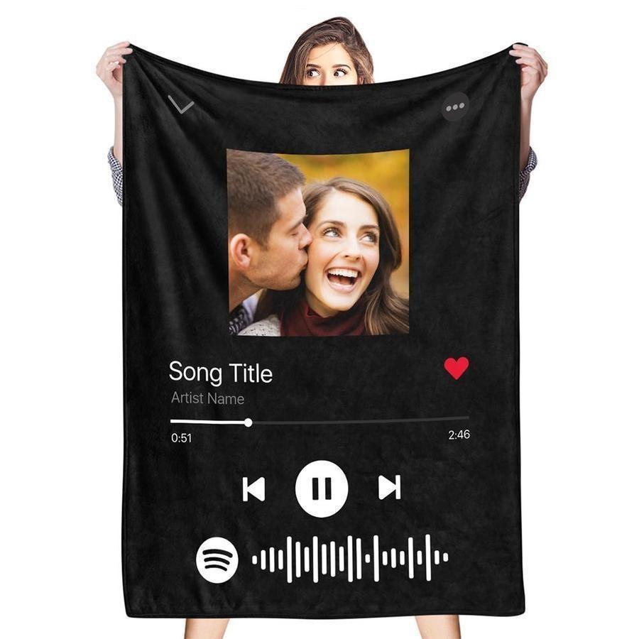Spotify Code Music Code Diy Photo Flannel Blanket Couple Holiday Gift Blanket