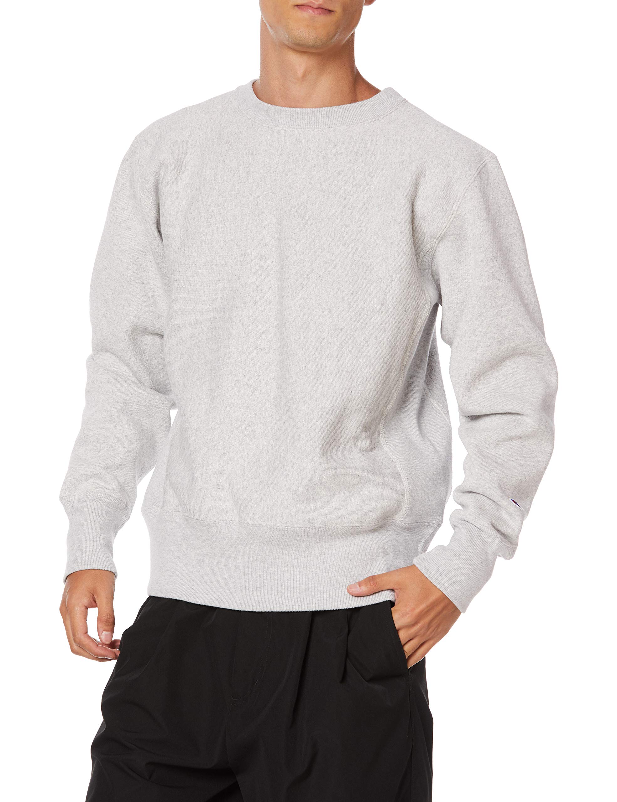 

Champion Long Sleeve Reverse Weave Crew Neck Silver Size L Men s Sweatshirt, 11.5oz, Fleece-Lined, Gray, (C3-W004)