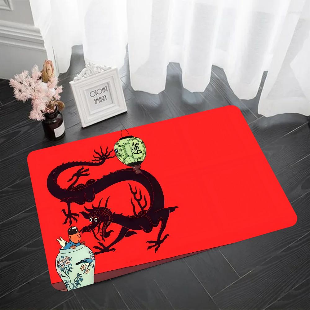 

Tintin Les Aventures De Tintin Et Milou Floor Mat Doormats Home Carpet Foot Mat Bathroom Absorbent Mats Anti-Slip Mats Home 40x60cm