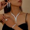 Elegantes Glitzerndes Fransen-Halsketten-, Ohrring-, Armband-, Ring-Set, Modisches Braut-Schmuckset