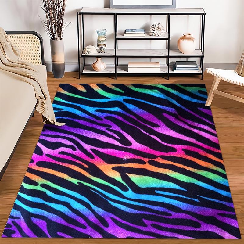 Colorful Zebra Stripes Pattern Carpet for Living Room or Bedroom Decor Suitable for use as an anti-slip for living room bedroom sofas