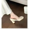 Thick-heeled high heels, women's temperament is not tiring, and the new autumn and winter shoes are square-toed pumps