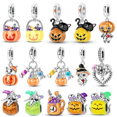 Kobber Halloween Serie Gresskar Heks Duk Skalle Godteri Anheng Perler Passer Armbånd DIY Mote Smykker For Kvinner
