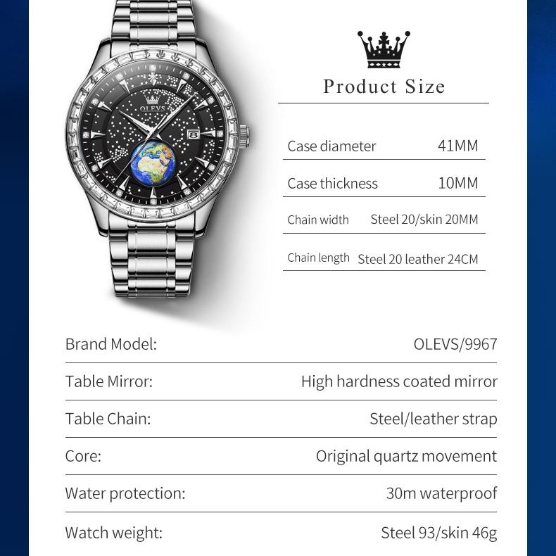 OLEVS Brand Watches New Star Luminous Quartz Watch Fashion Fashion Men's Watch Men's Watch