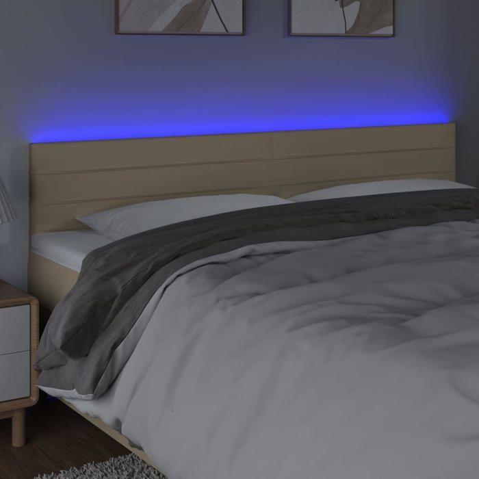 VidaXL Tête de Lit à LED Meuble de Chambre à Coucher Accessoire de Lit Double Tête de Cadre de Lit Intérieur Crème 3121779