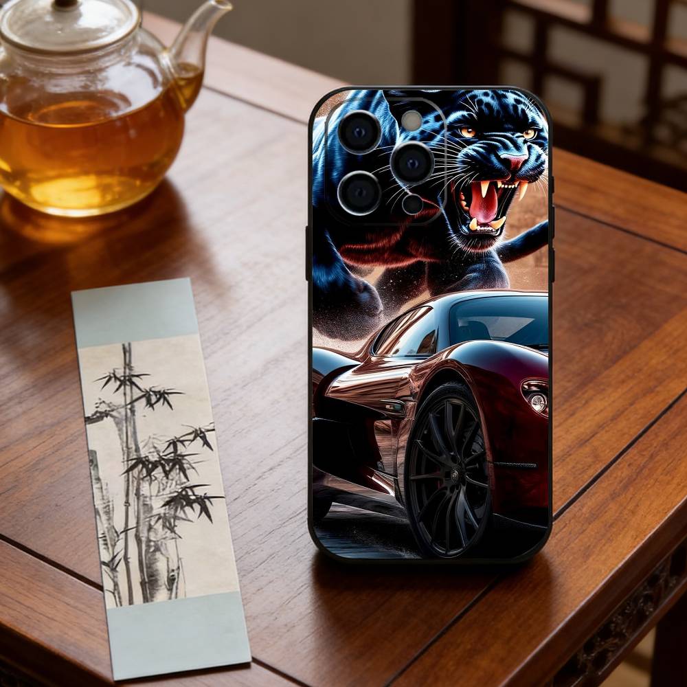 Tiere und Sportwagen Handyhülle Silikon Weich Für IPhone 17 16 15 14 13 12 11 X XR Plus Pro Max Plus
