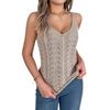 Solid Color V-neck Hollow Sleeveless Sweater Holiday Vest for Women