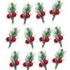10 Stück Weihnachten Rote Beere Tannenzapfen Stechpalmenzweige Künstliche Kiefernnadeln Weihnachtsbaumschmuck Heimdekoration DIY Kranz Geschenk