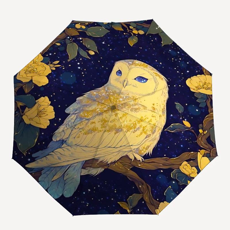 

1pc Night Owl Automatic Open/Close Umbrella, Windproof, Folding Compact Umbrella with Lightweight Design for Women/Men040