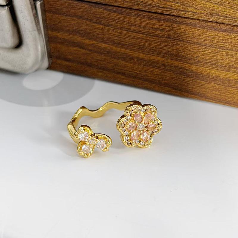 National Tide Style Retro Enamel Color Open Ring Medieval Vintage Flower Niche High-End Ring