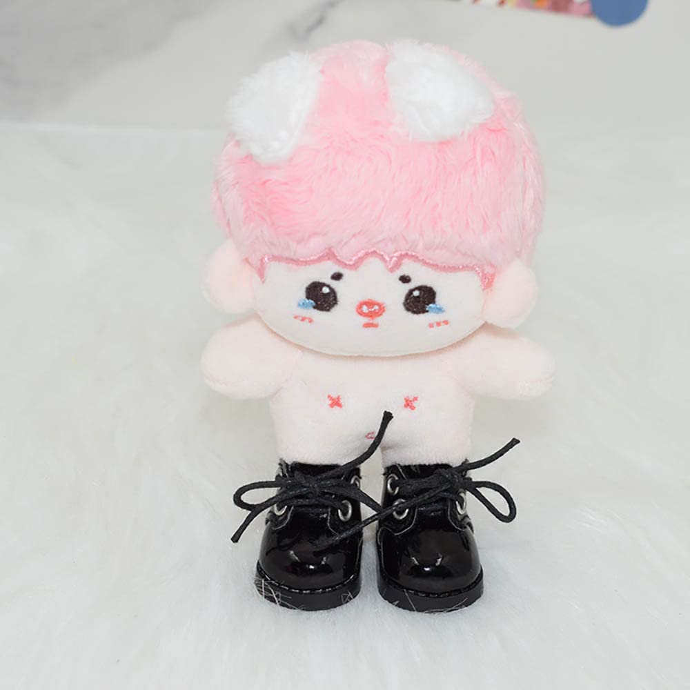 niannyyhouse 10cm Plush Leather Shoes, Cotton Doll Shoes, Shoe Length: Approx. 3.8cm, Dress-Up (Black + White)