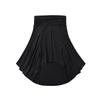 26004 - Stylish Low-Waist Pleated Irregular Black Midi Skirt