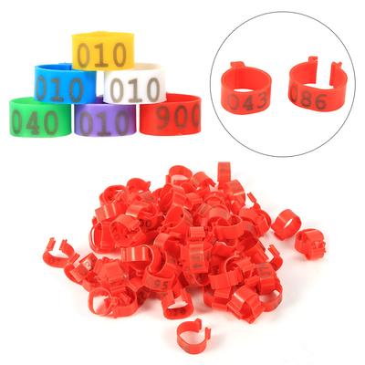 Bird Leg Rings Poultry Leg Bands 6Colors /Bag 16MM 001-100 Numbered Plastic Poultry Chickens Ducks Goose Leg Bands Rings