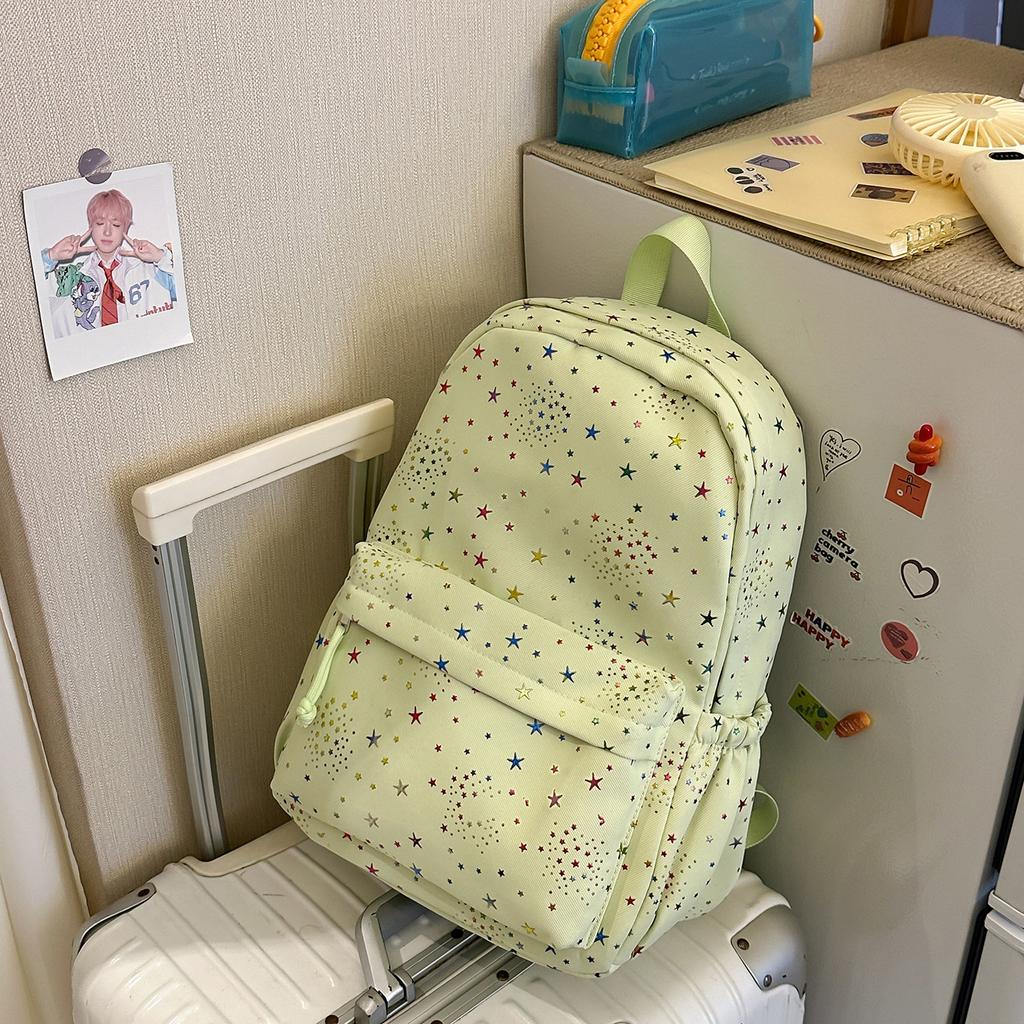 Schoolbag Macaron Series Colorful Star Hot Print Sweet Backpack for Middle School Students for Class Vitality and Youthful Double Shoulder Bag