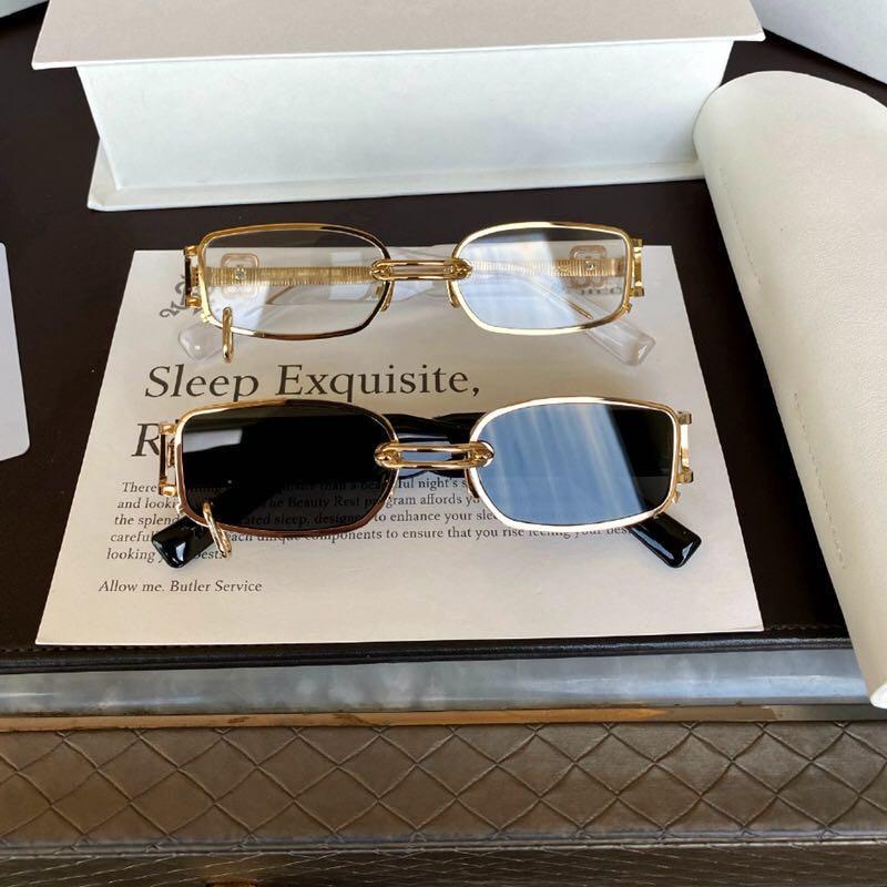 Sunglasses Luxury  Square Eyeglasses Vintage Metal Black Lenses Brown Men Womens Sun Glasses Outdoor Travel Driving Glasses