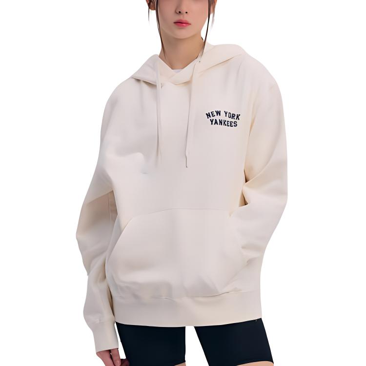 MLB SS24 New York Yankees Small Logo Embroidered Letter Hoodie Unisex Hoodies Cream 3AHDB1141-50CRS