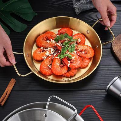 Koreanischer Ramen-Topf, Instant-Nudeln, Küchenkochgeschirr, Suppentopf, Doppel-Ohr-Pfanne, trockener Edelstahl