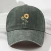 Sunflower Printed Baseball Cap Washed Cotton Sun Hat Vintage Dad Hat  For Women Man