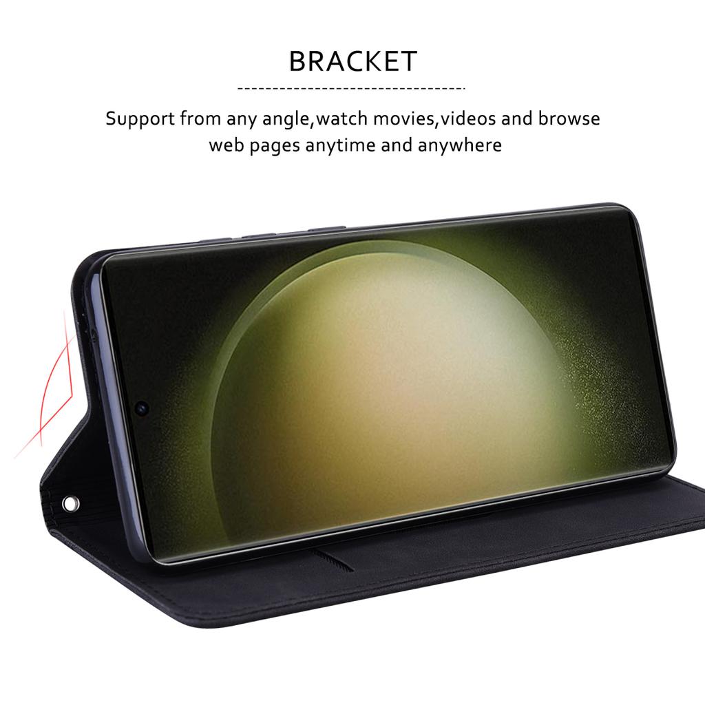 For Samsung Galaxy S25 Ultra Case Business Style Magnetic Closure Leather Phone Cover with Strap