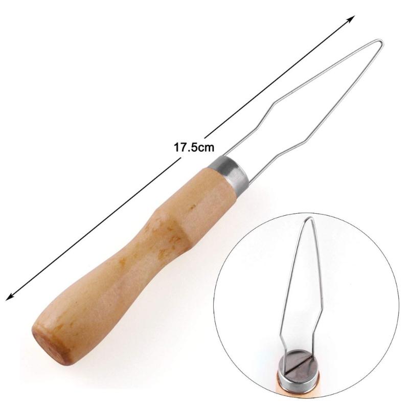 Stainless Steel Button Hook with Wooden Handle Buttons Aid Button Assist Device for Shirts Dresses Cardigans Collars