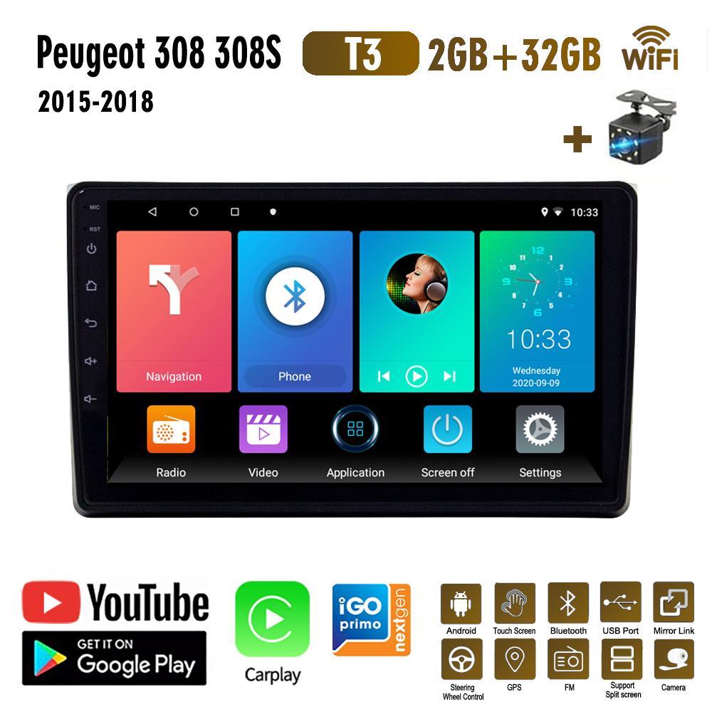 

Для Peugeot 308 308S 2015-2018 Автомобильный радиоприемник Беспроводной Carplay Автомобильный мультимедийный плеер Интеллектуальная система Android WIFI GPS-навигация 2 + 32 ГБ 2+32GB