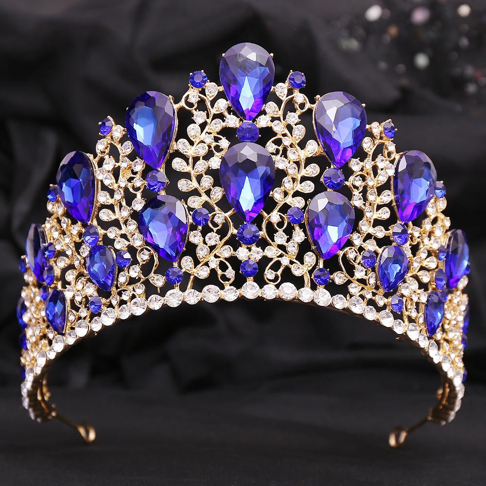 Baroque fashion large crown tiara bridal alloy rhinestone wedding accessories exaggerated AB crown