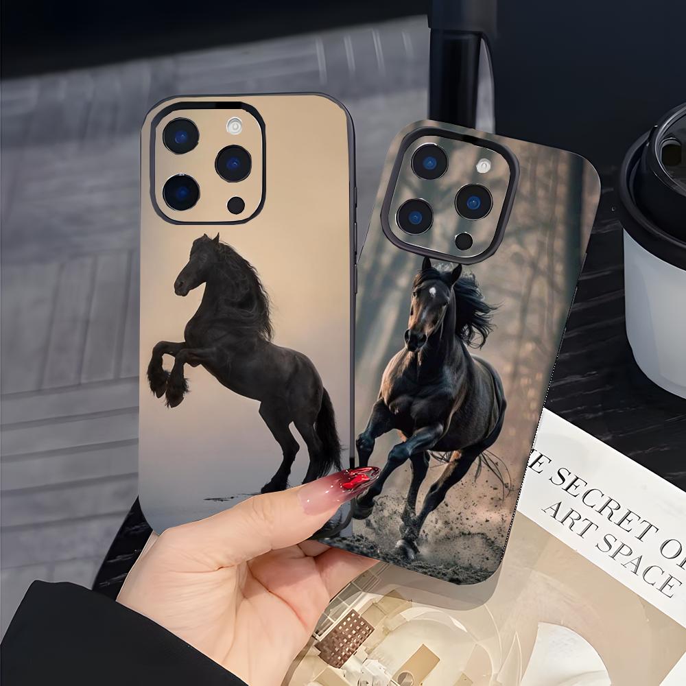 Frisianhorse Black Horse Art Phone Case Black Matte Thin Phone Case For iPhone17 16 15 14 13 ProMax