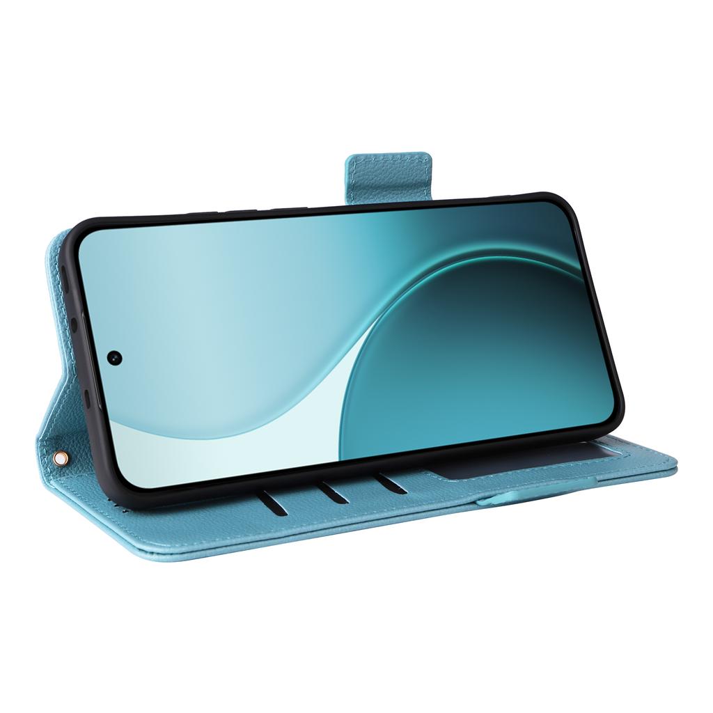 Für Oppo Reno14 5G (Global) Hülle mit Handschlaufe Litschi-Textur PU-Leder Brieftasche Handyhülle