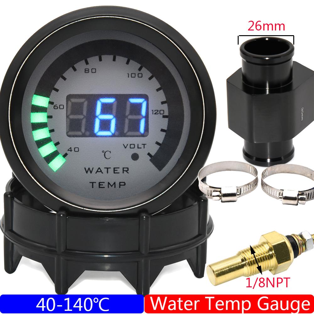 52mm Digital Water Temperature Gauge Car Racing Modification 40~140 Celsius Temp Meter With Sensor Adapter 1/8NPT Custom