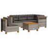 VidaXL Garden Lounge Set 6 Pcs with Grey Cushions Wicker 3261840