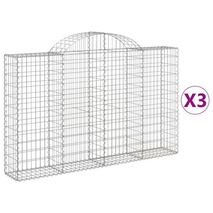 VidaXL Curved Gabion Baskets 3 Pcs 200x30x120/140 Cm Galvanized Iron, Gabion, Gabion Cage, Gabion Wall Basket, Wall 3146132