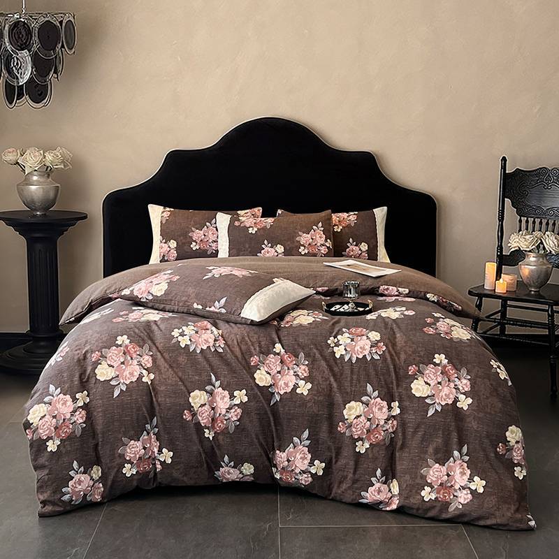 Class A raw hemp four-piece set lace lace thickened quilt cover bed sheet/fitted sheet dormitory kit