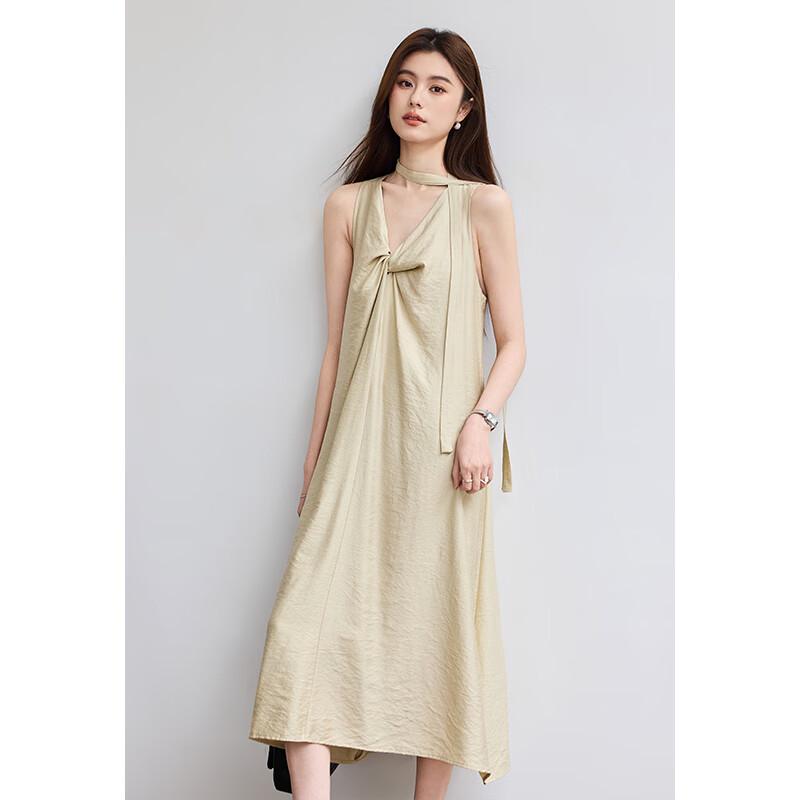 VICTORIA&VERA Women's Sleeveless V-Neck Twisted Midi Dress V9012L04