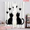 2pcs,2D Plane Printing Popular Curtains Feline Romance Polyester Easy Install (without Rod) Decorations Outdoor for Living Room,