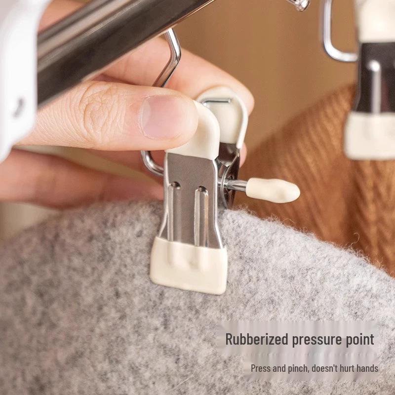 Traceless Stainless Steel Pants Rack with Hooks & Clips - Multifunctional Hanger for Clothes and Underwear