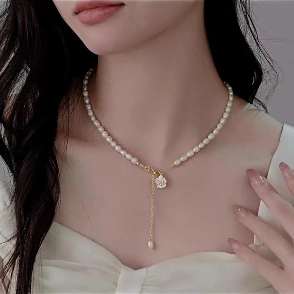 New Style Elegant Camellia Flower Natural Freshwater Pearl 14K Gold Filled Female Chain Necklace  For Women Gifts