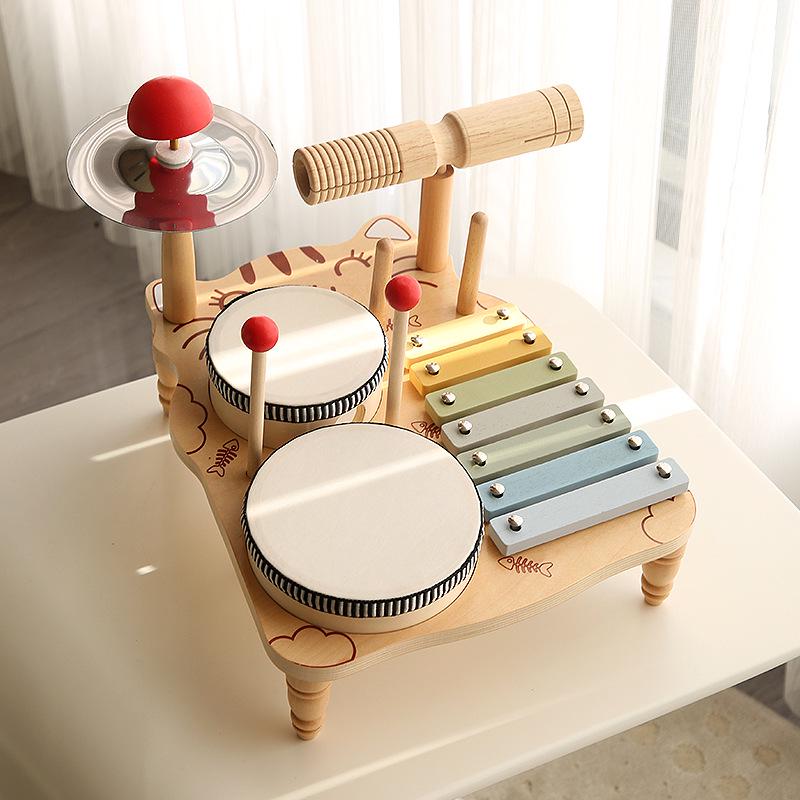 

Montessori Wooden Multifunctional Drum Set: Ignite Baby s Musical Talent & Color Recognition
