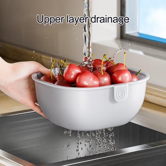 Double Layer Nut Bowl with Shell Storage for Snacks Peanut Sunflower Seeds Candy Multi-functional Drain Basket Fruit Cleaning Bowl for Kitchen Sink