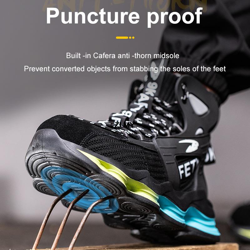 New Design Safety Shoes Men Work Sneaker Steel Toe Shoes Puncture Proof High Top Work Safety Boots Male Lightweight Work Shoes