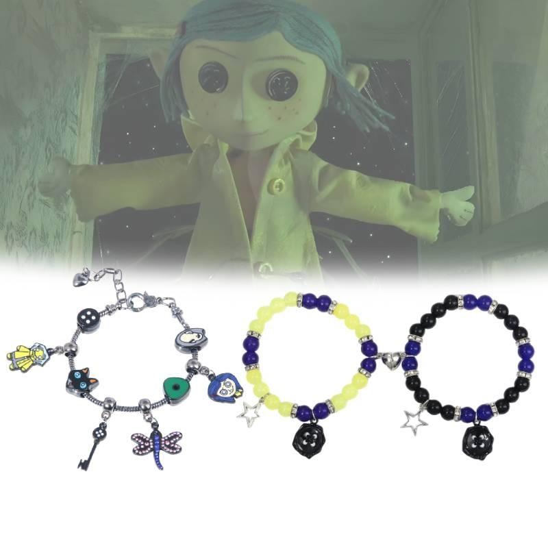 The Secret Coraline Door Bracelet Cute Cartoon Button Dragonfly Girl Accessory
