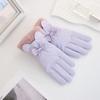 Bow Anti-cold Mittens Down Cotton Ears Finger Mittens Plush Thickened Gloves  Autumn