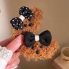 Cute Teddy Dog Plush Hair Clip With Red Blue Bowknot Cartoon Side Bangs Clip Hair Accessory For Girls Children Daily Wear