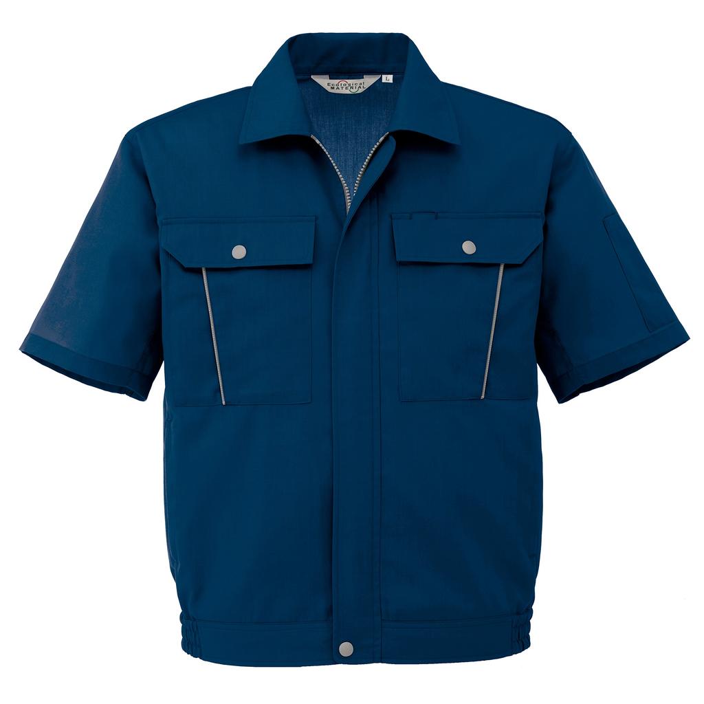 Midori Anzen Workwear Short Sleeve Size RCS617 Blouson, Anti-Static, Quick-Drying, Sweat-Wicking, Stain-Resistant, Navy, L,