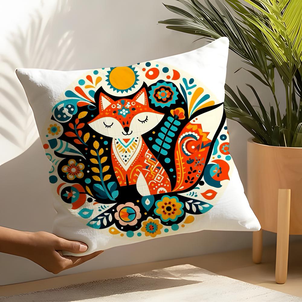 Colorful Retro Animal And Flower Prints Pillow Case Home Living Room Decoration Linen Pillowcover Pillow Cases Cushion Cover