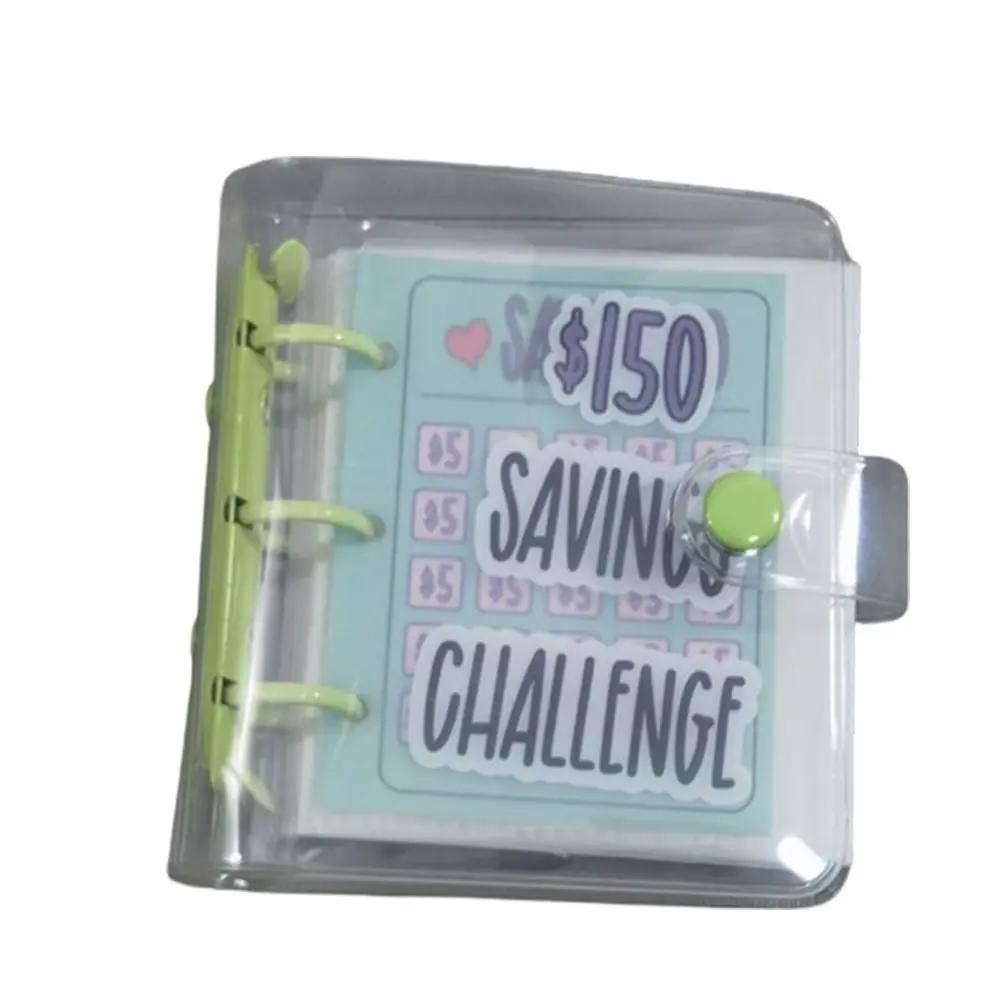Mini Money Saving Binder PVC Cash Envelopes Mini Budget Binder $150/300/500/1000 Durable Savings Challenges Book