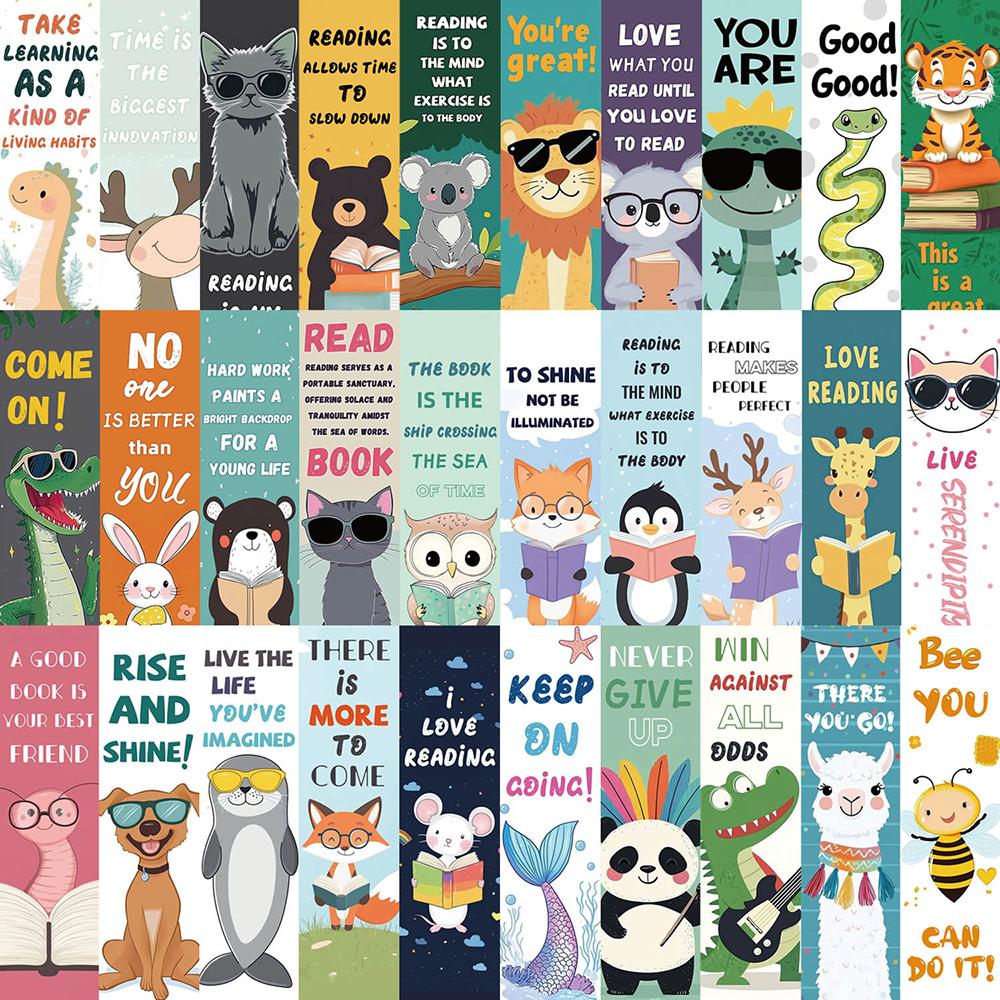 30 stuks Cartoon Leuke Dieren Aanmoedigings Bladwijzers Literaire En Creatieve Bladwijzers Geschikt Voor Bibliotheek Lezen Kantoor Bladwijzers.
