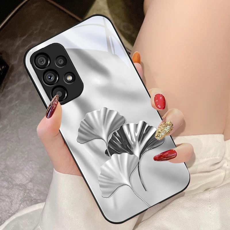 Abstract Ginkgo Leaves For Samsung Galaxy S10 4G S20 11E 30 S21 22 S24 Fe Pro S23 S25 Ultra 5G S9 Tempered Glass Phone Case