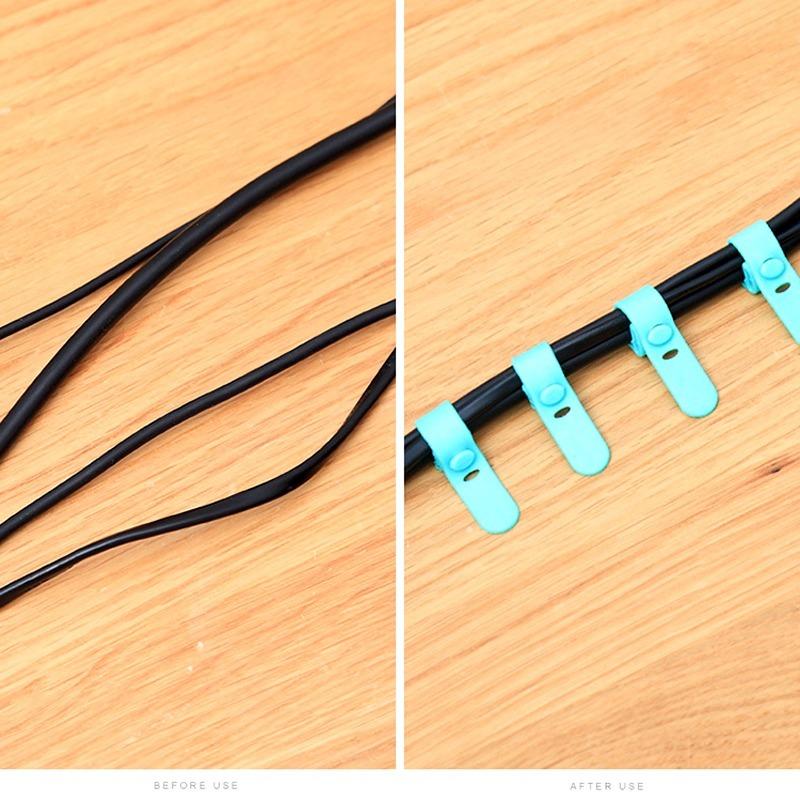 10PCS Cable Organizer Silicone Wire Binding Data Cable Tie Management Bobbin Winder Marker Holder Tape Lead Straps