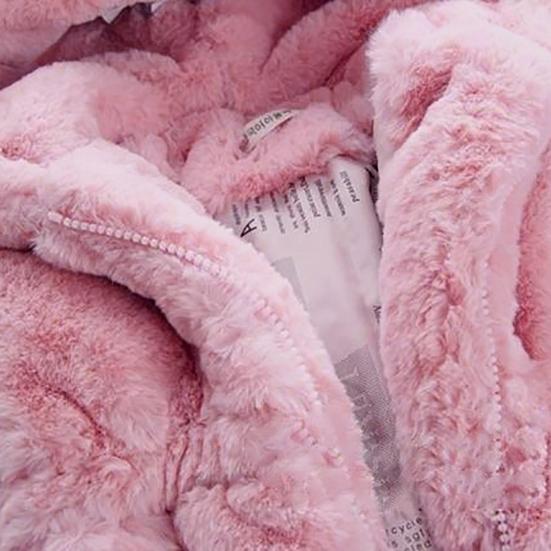 Kids Coat Rabbit Ear Windproof Polyester Long Sleeve Warm Girl Coat for Daily Life